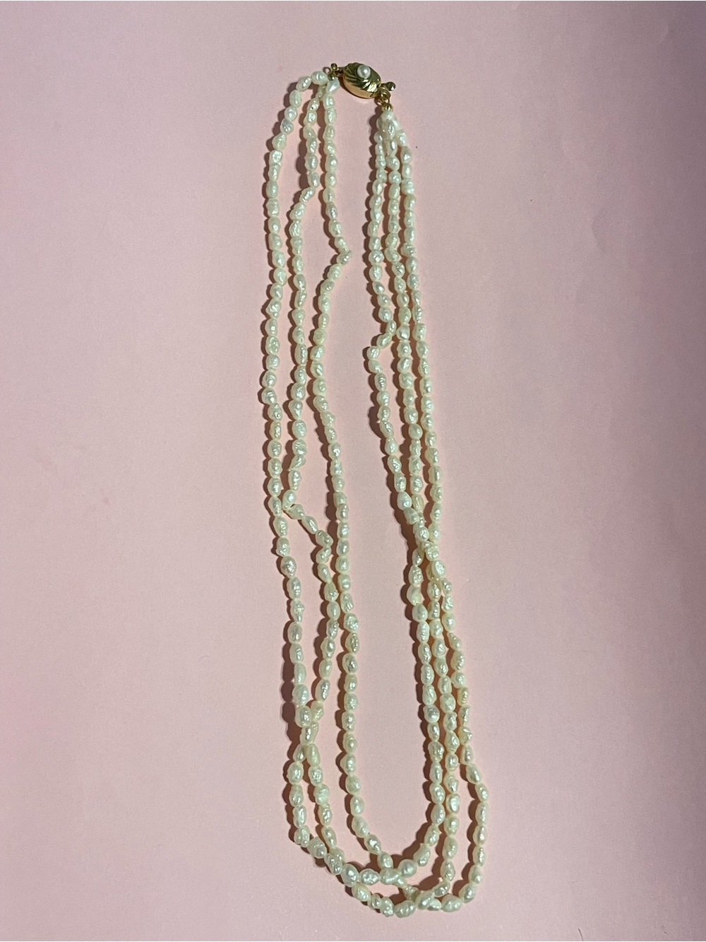 Vintage Multi Strand Genuine Pearl Necklace #8015